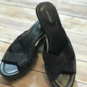 Calvin Klein low wedge mule sandals